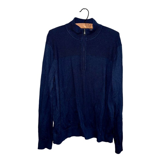 Banana Republic Mens Sweater Quarter Zip Long Sleeve Knit Navy Blue Size X-Large - Picture 1 of 3